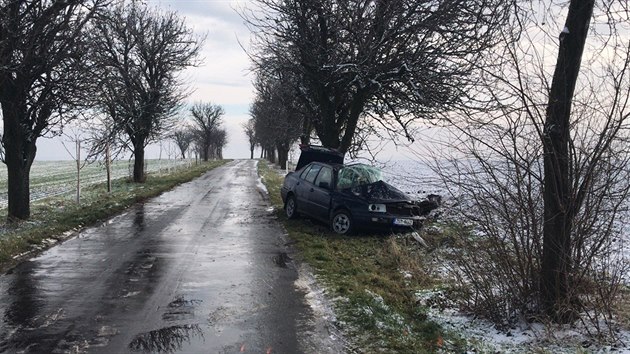 Mlad idika havarovala na Kutnohorsku (21. ledna 2018).