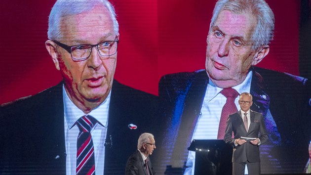 Debata prezidentských kandidát� Ji�ího Draho�e a Milo�e Zemana na TV Prima...