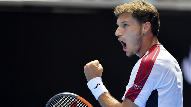 panl Carenno Busta se raduje bhem 3. kola Australian Open.