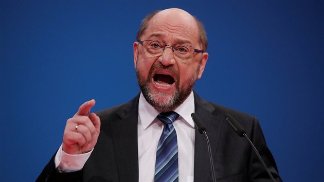 Martin Schulz bhem projevu na sjezdu nmeck SPD (21. ledna 2018)