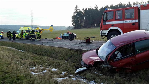 Dopravní nehoda u Prachovic na Chrudimsku. (25.1.2018)