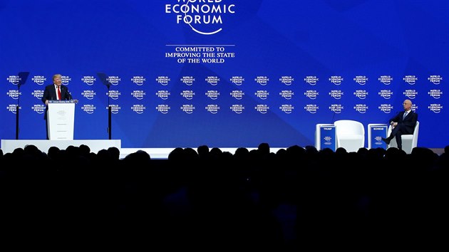 Americký prezident Donald Trump během projevu na Světovém obchodním fóru v Davosu. (26. 1. 2018)