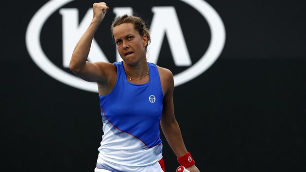 Barbora Strcov bhem 3. kola Australian Open.