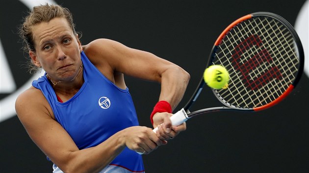 Barbora Strcov bhem 3. kola Australian Open.