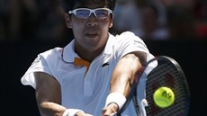Korejský tenista �ong Hjon ve �tvrtfinále Australian Open.