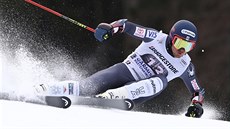 Americký sjezda Ted Ligety bhem obího slalomu v Garmisch-Partenkirchenu.