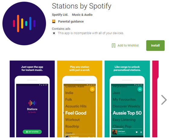 Novou aplikaci Stations od Spotify si zatím oficiáln nenainstalujete ...