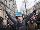 Alexej Navalnyj na moskevské demonstraci za bojkot prezidentských voleb (28....
