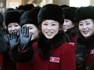Na olympiádu v Jiní Koreji dorazily severokorejské roztleskávaky (7. února...