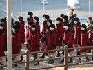 Na olympiádu v Jiní Koreji dorazily severokorejské roztleskávaky (7. února...