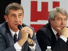 Andrej Babi a Vojtch Filip pi pedvolební debat lídr stran v roce 2013.