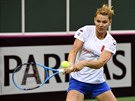 Tenistka Lucie afáová na tréninku ped prvním kolem Fed Cupu v praské O2...
