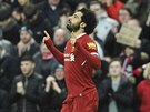 Mohamed Salah z Liverpoolu slaví branku.
