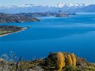 Jezero General Carrera a jeho panorama, u kterého jsem si nebyl jistý, jestli...