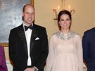 Britský princ William a vévodkyn Kate na veei v norském královském paláci...
