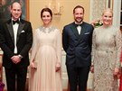 Britský princ William, vévodkyn Kate, norský korunní princ Haakon a princezna...