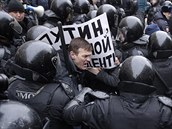 Petrohrad. Policejn zsah na demonstraci svolan Alexejem Navalnm (28. ledna...