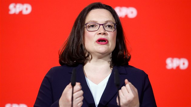 Andrea Nahlesov, fka poslaneckho klubu nmeck SPD (7. nora 2018)