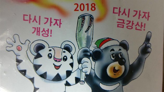 Propagandistick letk ze Severn Koreje vztahujc se k ZOH 2018.