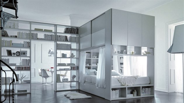 Italský výrobce Dielle využívá jako úložný prostor i místo nad postelí a pod ní.