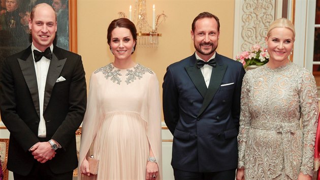 Britsk princ William, vvodkyn Kate, norsk korunn princ Haakon a princezna Mette-Marit (Oslo, 1. nora 2018)