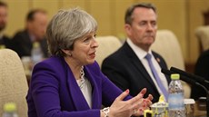 Britská premiérka Theresa Mayová se pi návtv íny setkala s prezidentem Si...