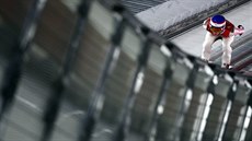 Viktor Polá�ek p�i tréninku na olympijském m�stku v Pchjong�changu.