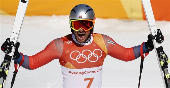 VÍTZ. Aksel Lund Svindal se divoce raduje - práv získal zlato z olympijského...