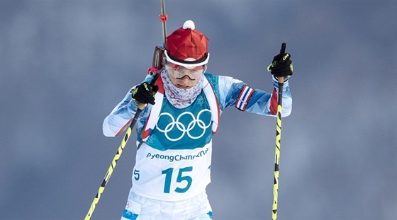 eská biatlonistka Veronika Vítková ve vytrvalostním závodu na 15 kilometr v...