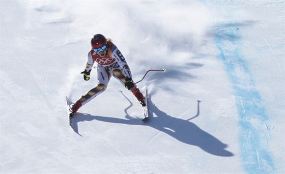 NEJRYCHLEJŠÍ. Česká lyžařka Ester Ledecká v olympijském superobřím slalomu, ve...