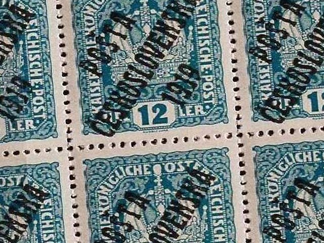 P�etisk rakouské po�tovní známky - PO�TA �ESKOSLOVENSKÁ 1919