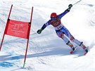 Slovenská lyaka Petra Vlhová na trati obího slalomu.