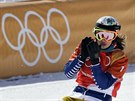 Snowboardcrossaka Eva Samková slaví bronzovou olympijskou medaili na hrách v...