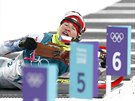eská biatlonistka Veronika Vítková v olympijském sprintu na 7,5 kilometru v...