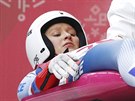 eská sákaka Tereza Nosková na startu první olympijské jízdy. (12. února 2018)