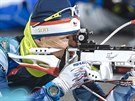 eský biatlonista Ondej Moravec v olympijském stíhacím závodu na 12,5 km v...
