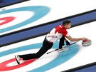 Kanadský curler John Morris v olympijském finále v jihokorejském Kangnunguu....