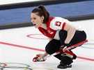 výcarská curlerka Jenny Perretová v olympijském finále v jihokorejském...