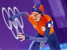 Nizozemská rychlobruslaka Esmee Visserová v olympijském závod na 5000 metr....