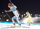 Česká biatlonistka Veronika Vítková v olympijském závodu s hromadným startem na...