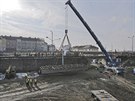 Snáení jiního elezniního mostu hlavního vlakového nádraí v Plzni (19....