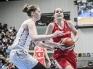 eská basketbalistka Alena Hanuová (vpravo) útoí na belgický ko kolem Emmy...