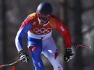 Francouzský lya Alexis Pinturault v cíli sjezdu olympijské superkombinace