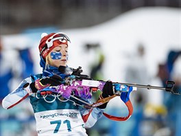 eská biatlonistka Markéta Davidová v olympijském sprintu na 7,5 kilometru v...