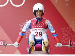esk skaka Tereza Noskov na startu prvn olympijsk jzdy. (12. nora 2018)