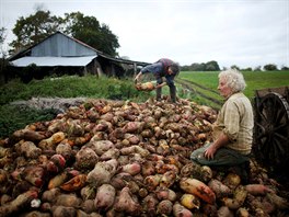 Francouzský farmá Jean-Bernard Huon se svou spolenicí Laurence zavrhl moderní...