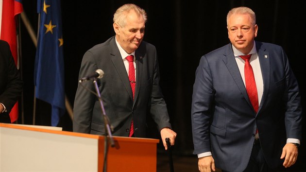 Prezident Milo Zeman vystoupil na sjezdu SSD v Hradci Krlov (18.2.2018).