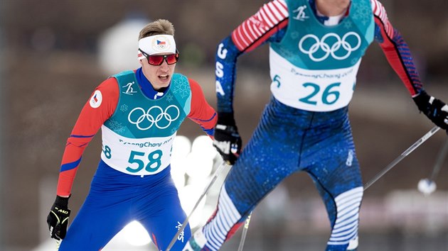 esk bec Petr Knop ve skiatlonovm zvod na 15+15 kilometr v pchongchangskm Alpensia Cross-Country Skiing Centre. (11. nora 2018)