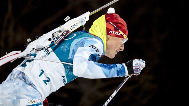 �esk� biatlonista Ond�ej Moravec v olympijsk�m sprintu na 10 kilometr� v...