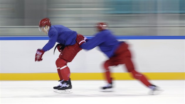 Trnink ruskch hokejist v jihokorejskm Kangnungu. (12. nora 2018)